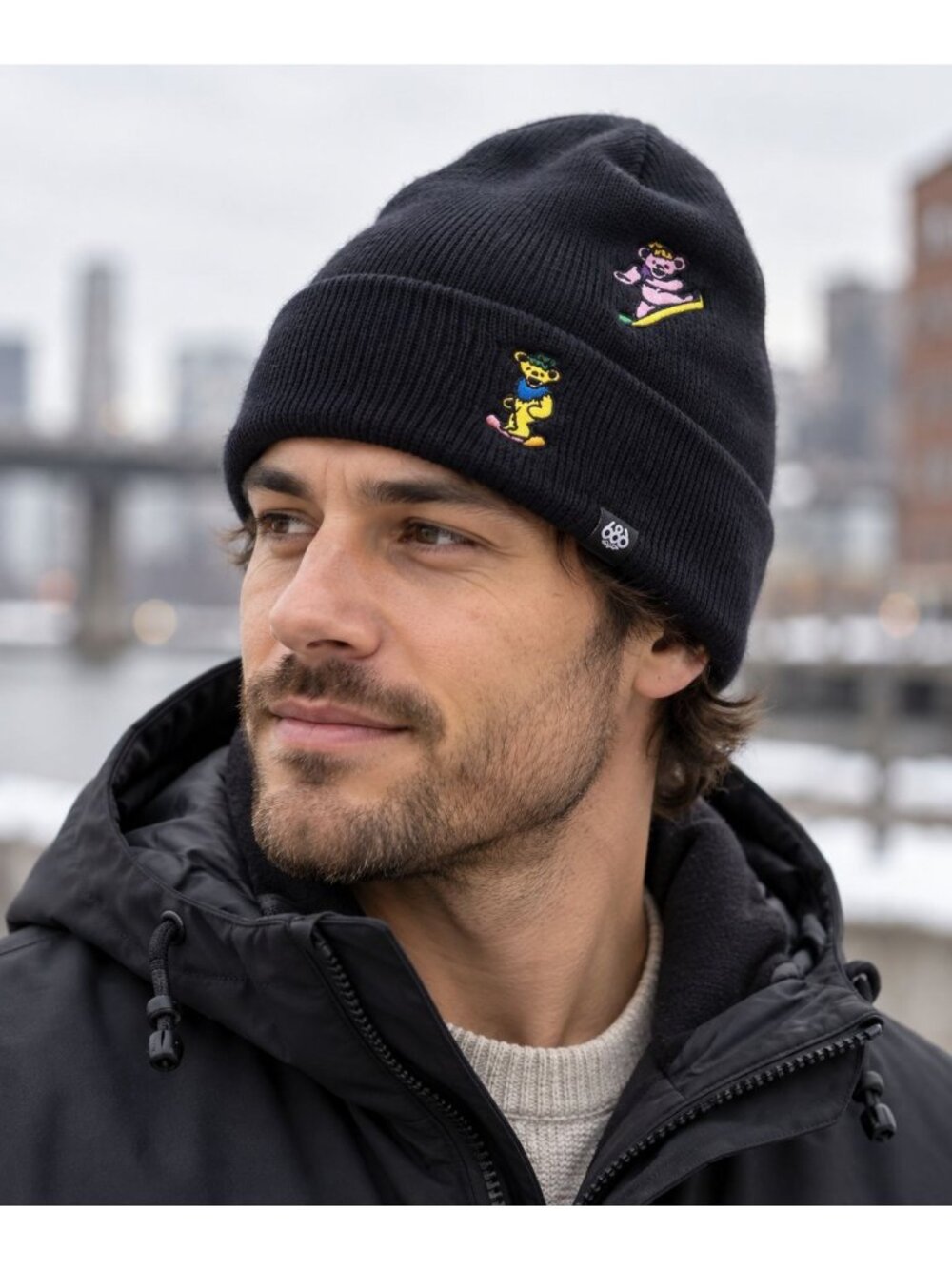 686 Men's Grateful Dead Knit Beanie featuring embroidered dancing bears Music